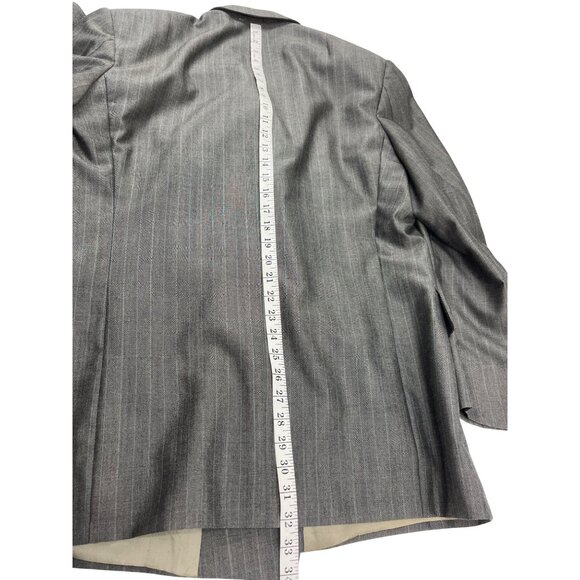 Adams Row Mens Gray Pinstripe Double-Breasted Suit 42R Jacket & 34x32 Pants DH18 - Picture 14 of 16
